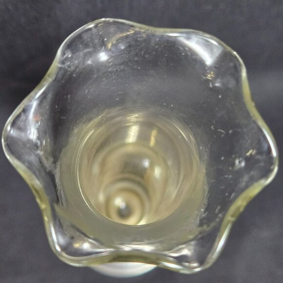 Vintage WEB Pewter & Etched Ruffled Glass Bud Vase Wheat Design 7.5" Marked - Picture 7 of 12